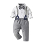 Preview: Perfekt gestylt zum Fest: Set hellgrau-weiss, bestehend aus Hemd-Body mit Fliege, Hosenträger, Hose