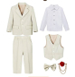 Preview: Viel Chic für wenig Geld: Anzug-Set für Jungen inklusive Hemd in Crème
