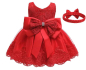 Preview: Wunderschönes rotes Ballkleidchen für Babygirls, mit Schleife und Haarband