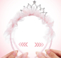 Preview: Prinzessinnen Haarreif rosa mit Glitzer-Krönchen