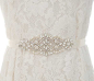 Preview: Taillenband, Brautgürtel aus Satin in hellcrème, mit eleganter Strass-Dekoration