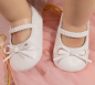 Preview: Taufschuhe Ballerinas weiss mit feiner Schleife