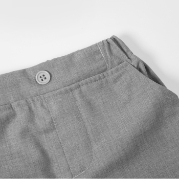 Pinkvanille-Kollektion: Elegantes Hellgrau-Weisses Anzug-Set, langärmlig, Eigenproduktion