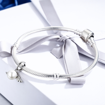 Preview: Anhänger Schutzengel Silber mit Perle