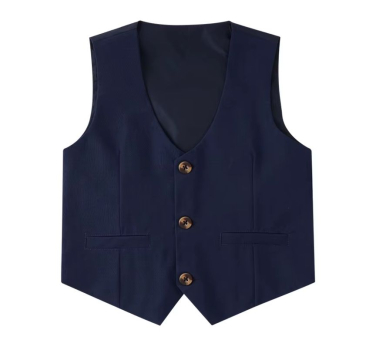 Preview: Total chic: Anzug-Set navyblau mit Weste, Hemd, Fliege und Hose, Grösse 80