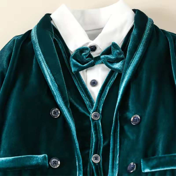 2 Farben: Anzug Set 5-teilig für kleine Boys, Samt Look, dunkelgrün und navyblau