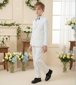 Preview: Edler Stil: Anzug für Jungen - perfekt für Kommunion und Hochzeit, Elfenbein, Grösse 128