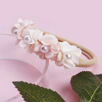 3 Farben: Zauberhafte Blütenhaarbänder mit kleiner Deko-Perle, super-elastisch und weich