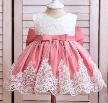 6 Farben: Taufkleid, Ballkleid reich bestickt mit schicker Schleife und passendem Haarband