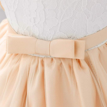 6 Farben: Taufkleid, Ballkleid reich bestickt mit schicker Schleife und passendem Haarband