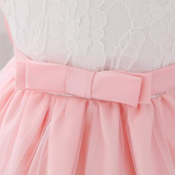 6 Farben: Taufkleid, Ballkleid reich bestickt mit schicker Schleife und passendem Haarband