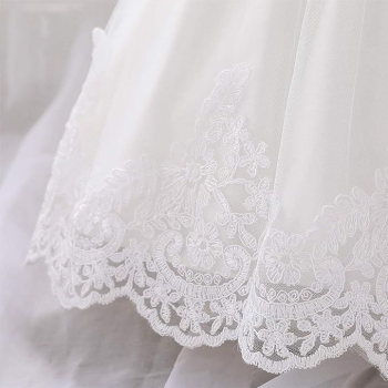 6 Farben: Taufkleid, Ballkleid reich bestickt mit schicker Schleife und passendem Haarband