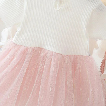 Preview: Elegantes Kleidchen bicolor rosa-weiss mit feiner Deko