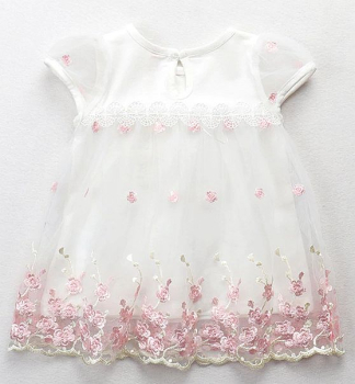 Preview: Tunika Kleidchen - kurzärmlig weiss oder rosa, ein Traum mit rosa Blüten....