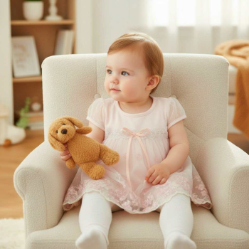 Preview: Tunika Kleidchen - kurzärmlig weiss oder rosa, ein Traum mit rosa Blüten....