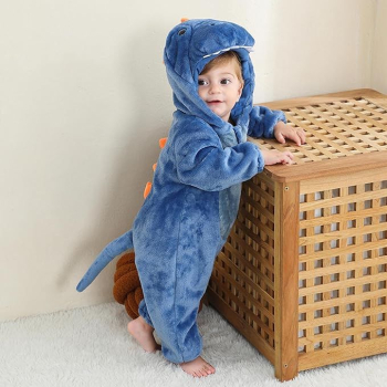Herziger Dino-Overall aus Plüsch - perfekt für Halloween und Fasnacht!