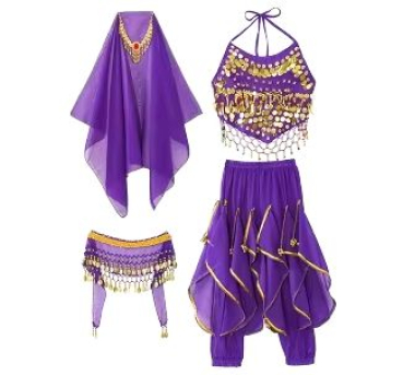 Preview: 2 Farben: Bollywood oder 1001Nacht - wunderschönes Bauchtanz-Kostüm für Prinzessinnen