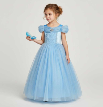 Blauer Traum - Cinderella oder Eiskönigin, wunderschönes, langes Prinzessinnenkleid