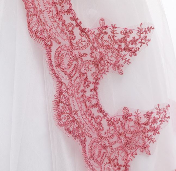 Preview: Blumenmädchenkleid, Kommunionskleid bicolor weiss-altrosa, mit kleiner Schleppe - solange Vorrat