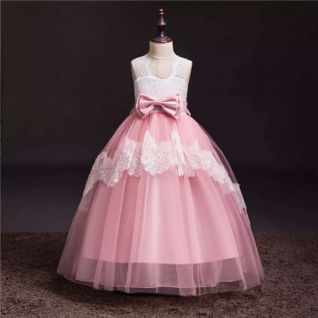 Preview: 4 Farben: Blumenmädchenkleid bicolor mit zartem Spitzen-Decor und viel Tüll, solange Vorrat!