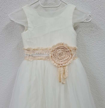 Preview: Festliches Mädchenkleid elfenbein und champagner, im Rücken zum binden, Grösse 122