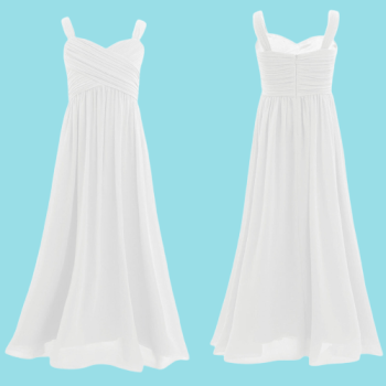 7 Farben, auch in WEISS: Elegantes langes Festkleid - Ballkleid für Mädchen mit geradem, mehrlagigem Chiffonrock und schön gerafftem Oberteil