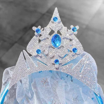 Preview: 2 Farben: Elsa Haarreif mit Krönchen und Schleier im Eisköniginnen-Look!