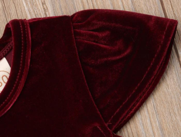 Das grosse Fest kann kommen... Mädchenkleid weinrot Samt und Tüll, Grösse 74-80