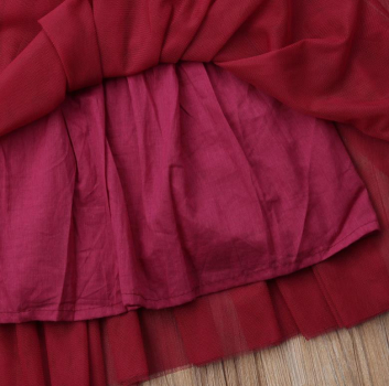 Das grosse Fest kann kommen... Mädchenkleid weinrot Samt und Tüll, Grösse 74-80