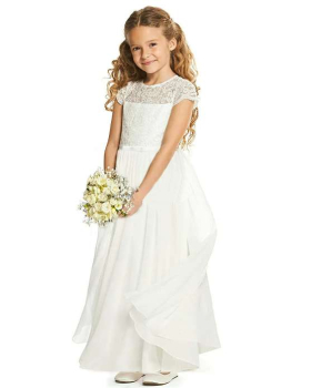 Zum verlieben: Langes Festkleid mit besonders schönen, feinen Ärmeln - weiss und elfenbein