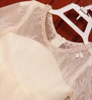 Glamour Girl - wunderschöner Tülltraum, champagnerfarben mit Perlen und Stickerei