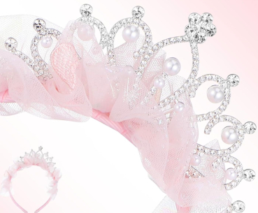 Prinzessinnen Haarreif rosa mit Glitzer-Krönchen