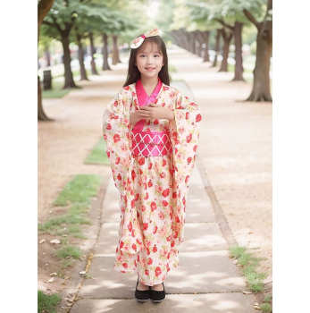 Preview: Kimono Kostüm Haruto-Stil, wunderschöner Blüten-Print