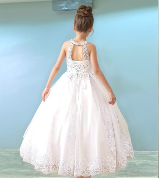 Preview: Zauberhaftes Premium Neckholder-Festkleid - mit feiner Strass-Deko