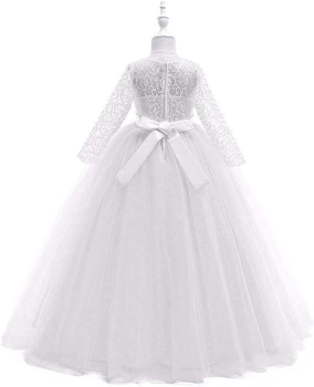 Preview: Hit: Weisses langes Kleid mit Spitzen und viel Tüll - perfekt für Kommunion oder Hochzeit, solange Vorrat