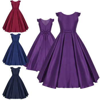 Preview: 4 Farben: Langes Festkleid, elegantes Ballkleid im schönen Satin-Look