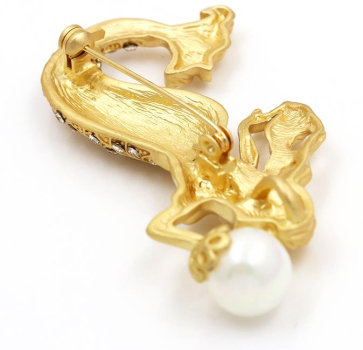 Preview: Meerjungfrau Brosche mit Strass und Perle