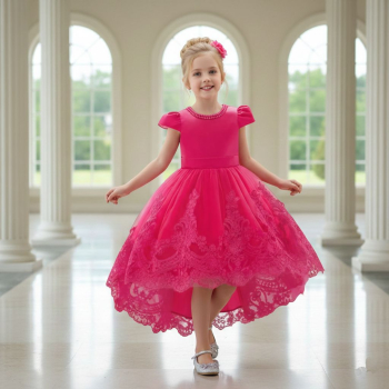 6 Farben: Festliches Mädchenkleid, halblang, mit kleiner Schleppe, bauschig, mit vielen tollen Details!