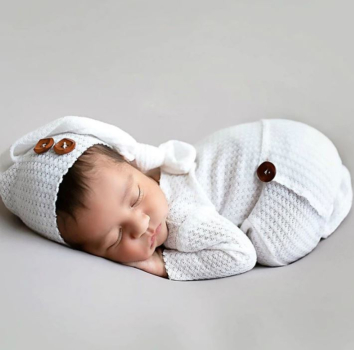 Preview: 3 Farben: Zwergli-Set mit Strampler und Mützchen: weiss, blau, altrosa