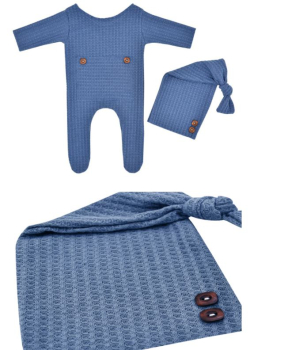 Preview: 3 Farben: Zwergli-Set mit Strampler und Mützchen: weiss, blau, altrosa