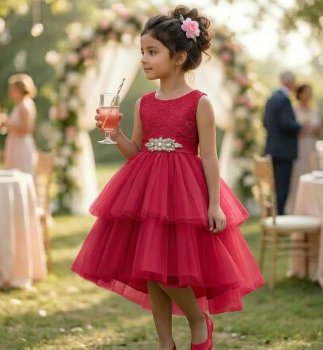 Preview: Chic in 4 Farben: Partykleid für Mädchen, elegant und halblang