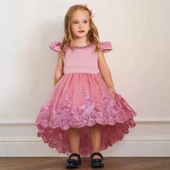 6 Farben: Festliches Mädchenkleid, halblang, mit kleiner Schleppe, bauschig, mit vielen tollen Details!