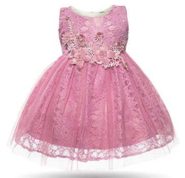 2 Farben: Elegantes Festkleid, mit Blüten und Spitzen in Rosa oder Altrosa - solange Vorrat!