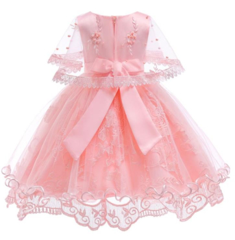 Preview: Taufkleid oder Mädchenkleid mit kleinem Schleier, weiss oder rosa