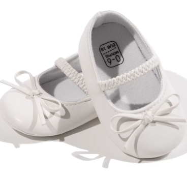 Taufschuhe Ballerinas weiss mit feiner Schleife