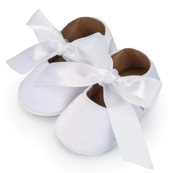 2 Farben: Elegante Taufschuhe Samt mit grosser Schleife - Weiss und Champagner