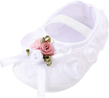 Preview: Taufschuhe weiss - allerliebst mit Mini-Blütendeko