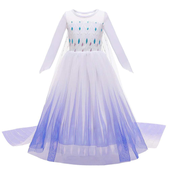 Preview: Traumkleid im Elsa Look, blau-weiss mit tollem Schleier