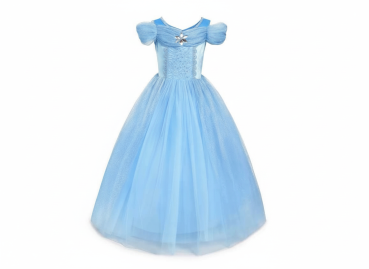 Preview: Blauer Traum - Cinderella oder Eiskönigin, wunderschönes, langes Prinzessinnenkleid