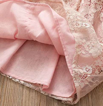 2 Farben: Romantisches Vintage Kleidchen mit Spitzen und Chiffon - Vanille oder Rosa